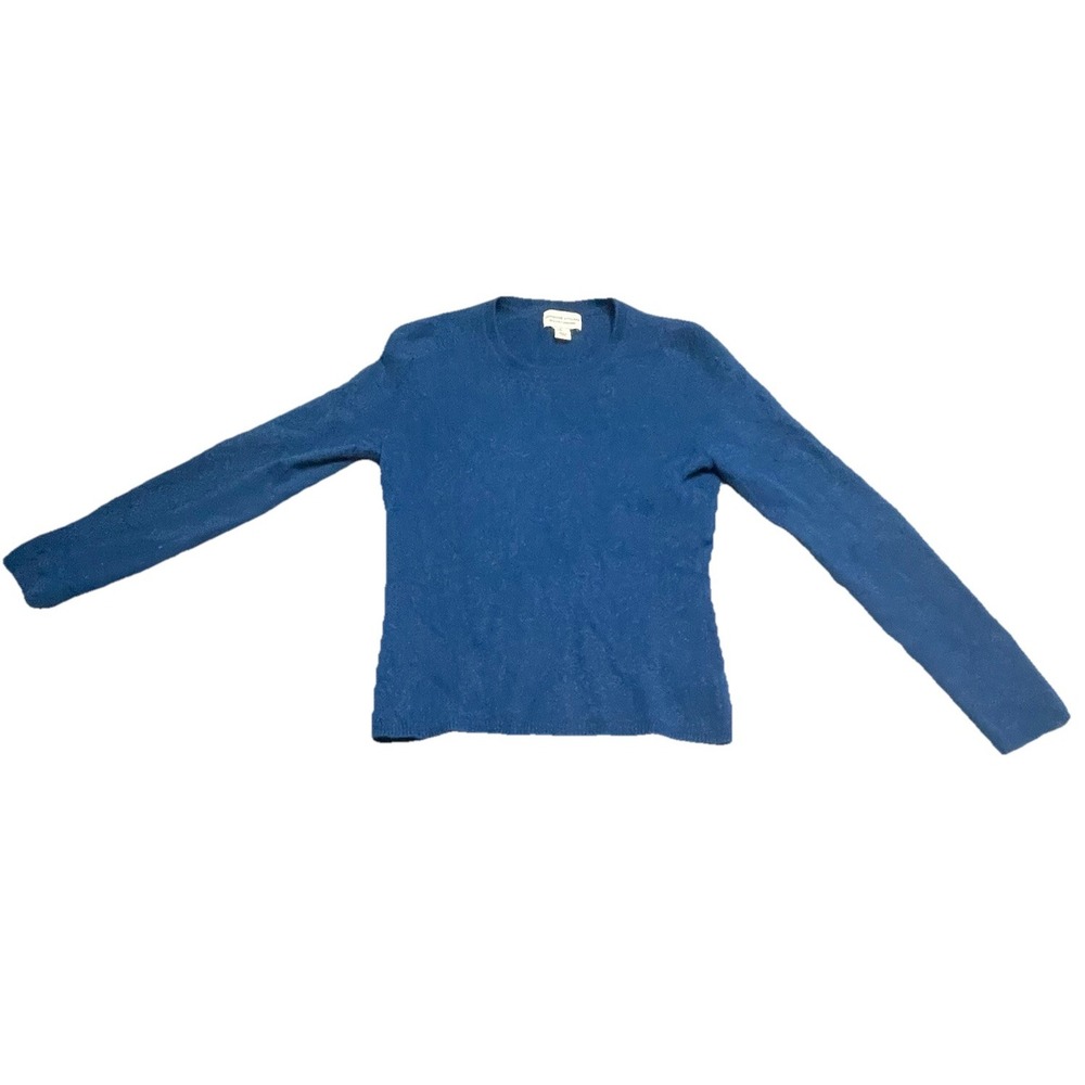 Adrienne‎ Vittadini Sweater Womens 100% 2 Ply Cashmere Blue Medium M Knit Preppy
